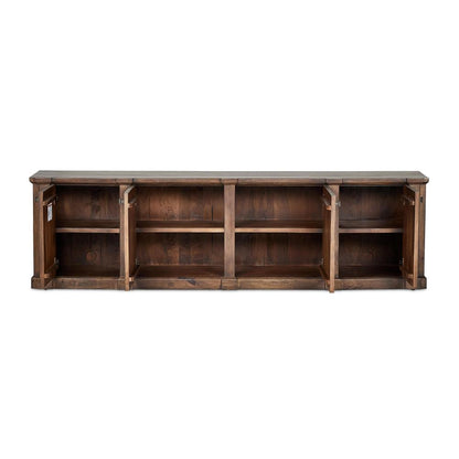 Brown Solid Mango Wood Media Console Sideboard Storage Cabinet 92 inch