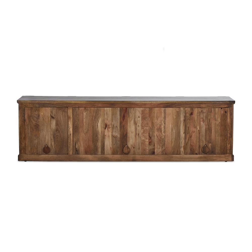 Brown Solid Mango Wood Media Console Sideboard Storage Cabinet 92 inch