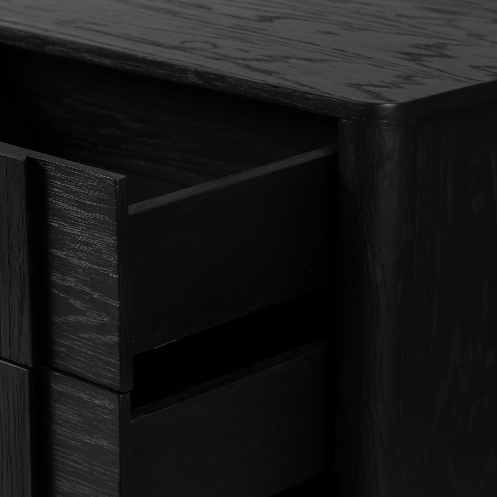 Brushed Ebony Black Oak Wood Media Console Storage Cabinet 78 inch