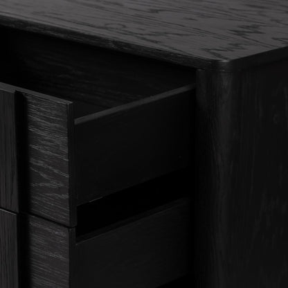 Brushed Ebony Black Oak Wood Media Console Storage Cabinet 78 inch