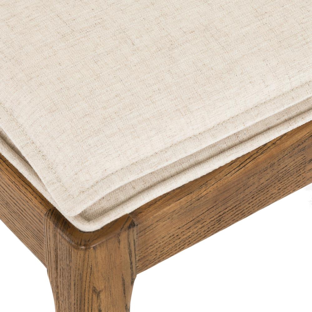 Cane Back Armless Counter Stool Solid Wood Performance Fabric Linen Cushion