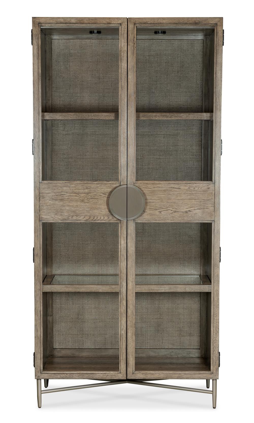 Cane Back Panel & Glass Door Display Curio Cabinet 80 x 40 inch