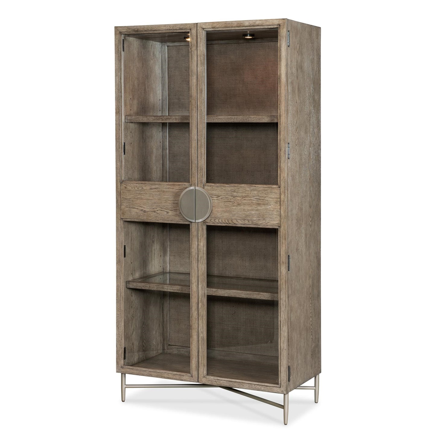 Cane Back Panel & Glass Door Display Curio Cabinet 80 x 40 inch