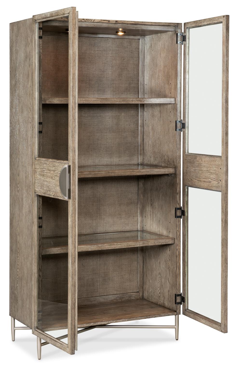 Cane Back Panel & Glass Door Display Curio Cabinet 80 x 40 inch