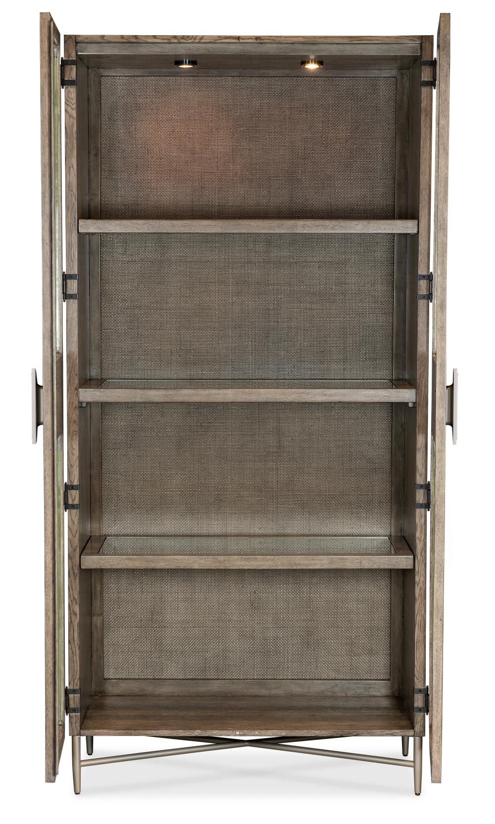 Cane Back Panel & Glass Door Display Curio Cabinet 80 x 40 inch