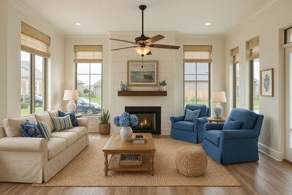 Cape May Casual Traditional Coastal Living Room Rendering