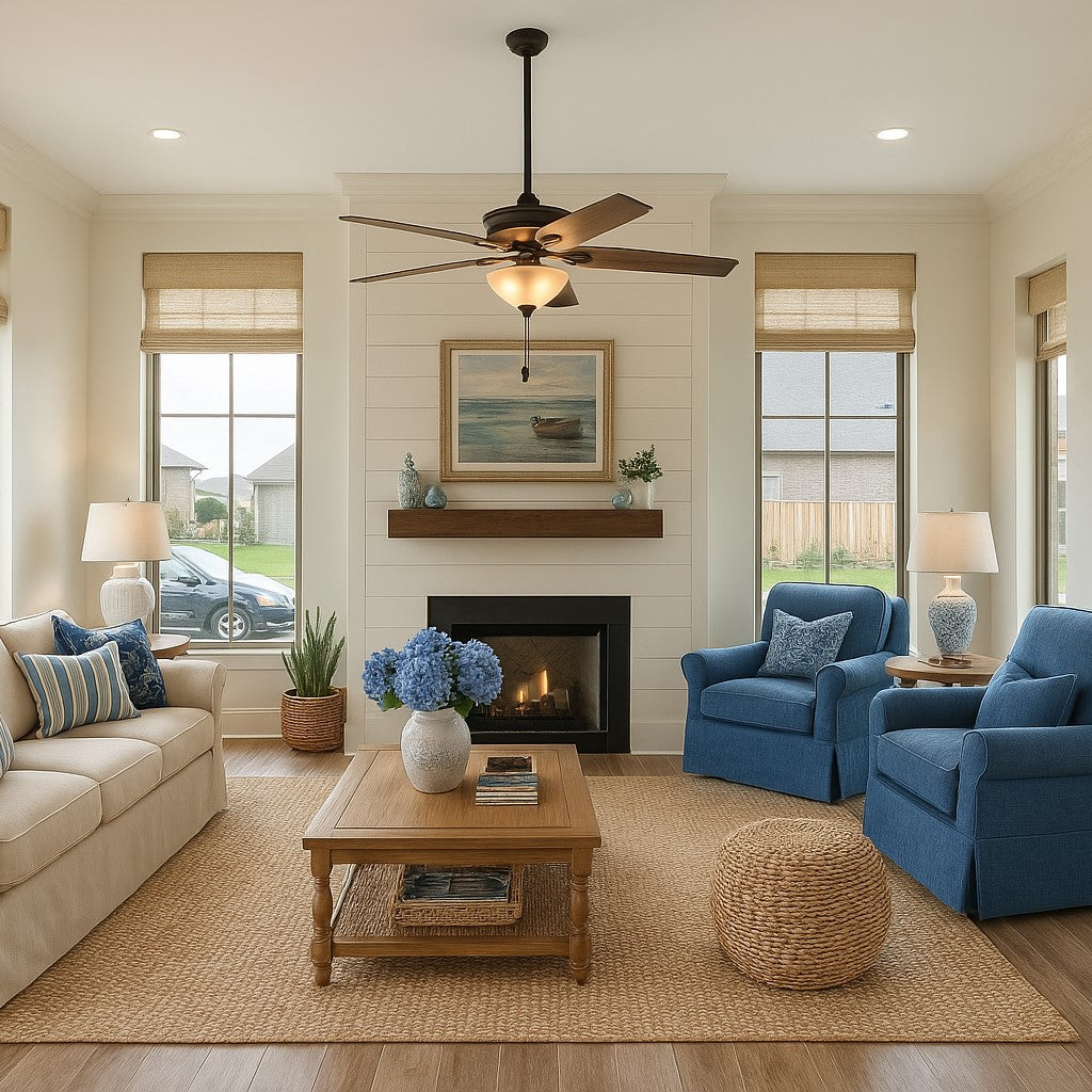 Cape May Casual Traditional Coastal Living Room Rendering