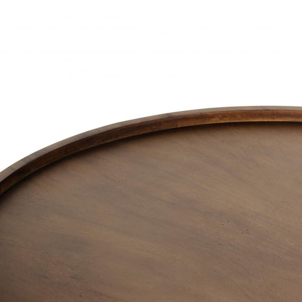 Caramel Guanacaste Wood Drum Style Round Coffee Table Metal Legs 40 inch