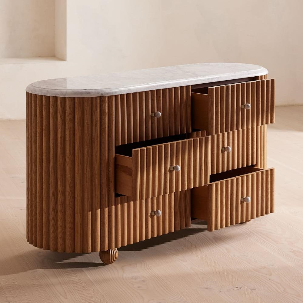 modern round dresser Chantelle Modern Curved 6-Drawer Dresser