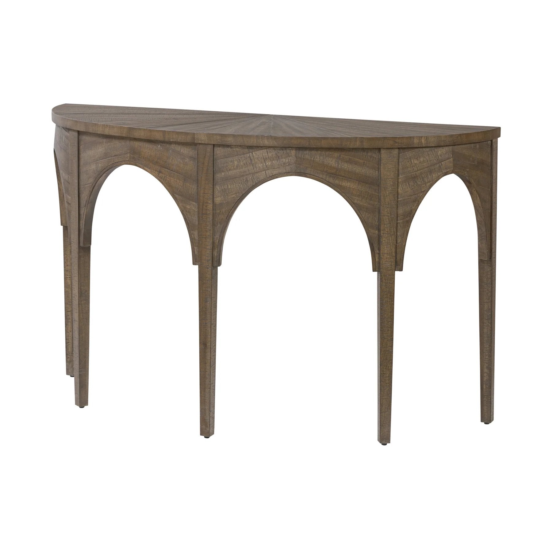 Cathedral Arches Console Table Aged Barrel Brown Finish 52 inch