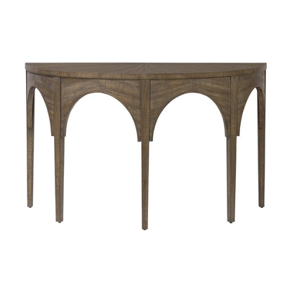 Cathedral Arches Console Table Aged Barrel Brown Finish 52 inch