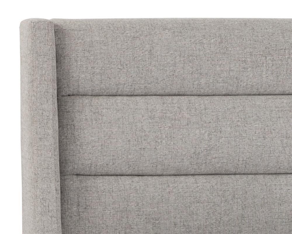 Channel Tufted Grey Fabric Fully Upholstered Queen Bed Frame