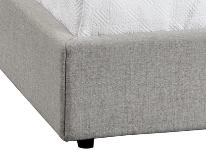 Channel Tufted Grey Fabric Fully Upholstered Queen Bed Frame