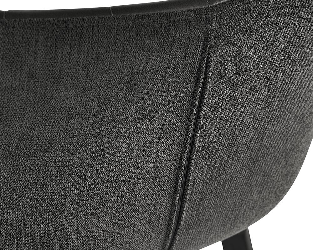 Channel Tufted Grey Faux Leather Bar Stool Black Metal Legs