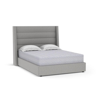 Channel Tufted Grey Performance Fabric Fully Upholstered Queen Bed Frame