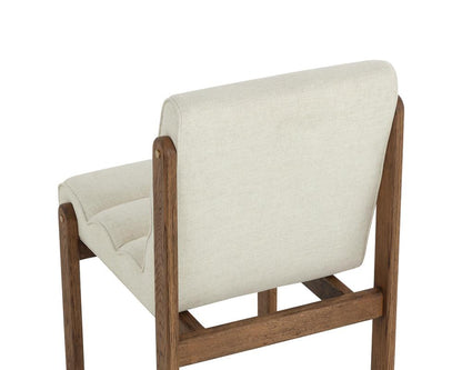 Channel Tufted Performance Linen Armless Dining Chair Solid Oak Wood Frame