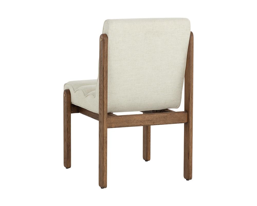 Channel Tufted Performance Linen Armless Dining Chair Solid Oak Wood Frame