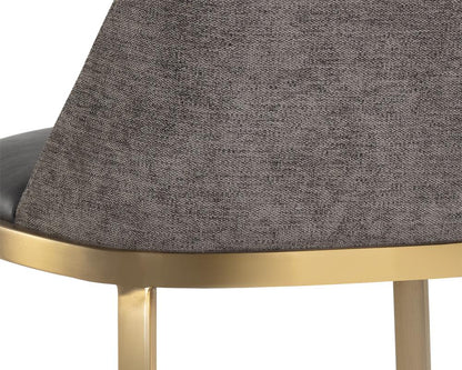 Charcoal Faux Leather & Grey Fabric Bar Stool Brushed Gold Legs