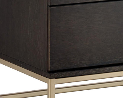 Charcoal Grey & Gold Base 6 Drawer Double Dresser 66 inch