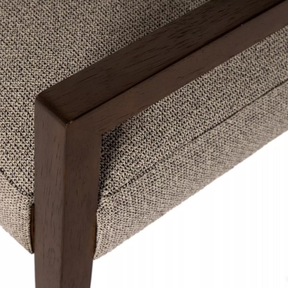 Charcoal Leather Back Dining Chair Armchair Performance Fabric Seat Cushion