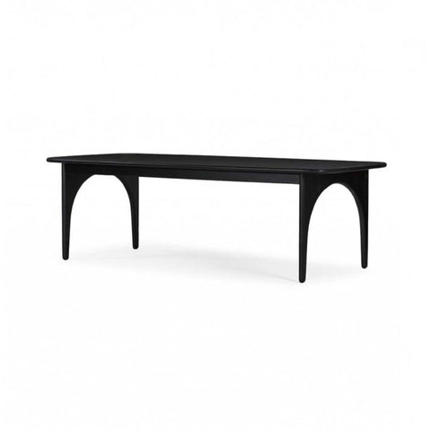 Charcoal Minimalist Arched Legs Rounded Top Rectangle Dining Table Ash Wood 95 inch