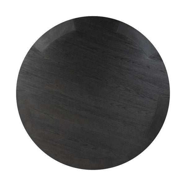 Charcoal Oak Wood Chunky Low Profile Large Round Coffee Table 60 inch