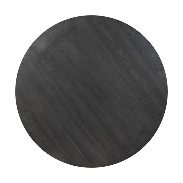 Charcoal Oak Wood Chunky Low Profile Round Coffee Table 48 inch