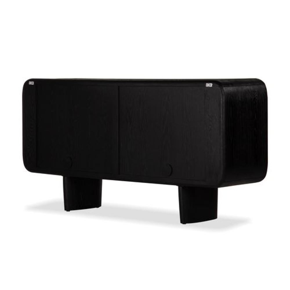 Charcoal Organic Modern Rounded Edges FSC Solid White Oak Wood Sideboard Buffet 72 inch