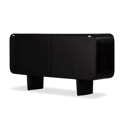Charcoal Organic Modern Rounded Edges FSC Solid White Oak Wood Sideboard Buffet 72 inch