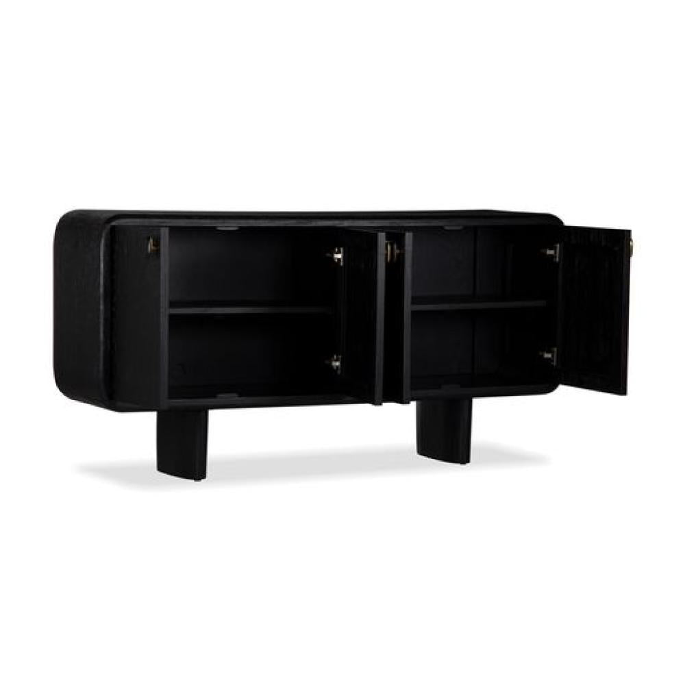 Charcoal Organic Modern Rounded Edges FSC Solid White Oak Wood Sideboard Buffet 72 inch