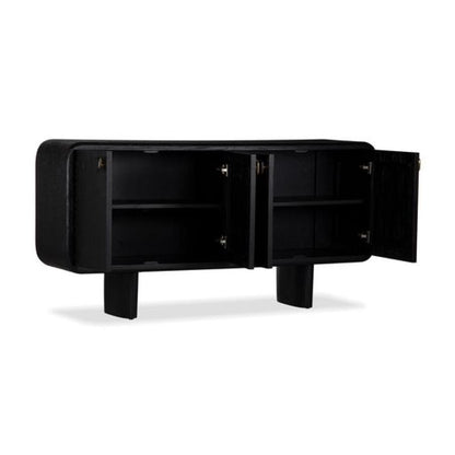 Charcoal Organic Modern Rounded Edges FSC Solid White Oak Wood Sideboard Buffet 72 inch