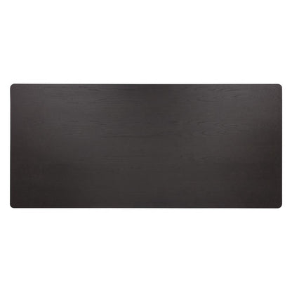 Charcoal Reeded Double Pedestal Brushed Gold Base Rectangle Wood Dining Table 96 inch