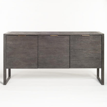 Charcoal Reeded Front Beechwood Sideboard Brushed Carbon 68 inch