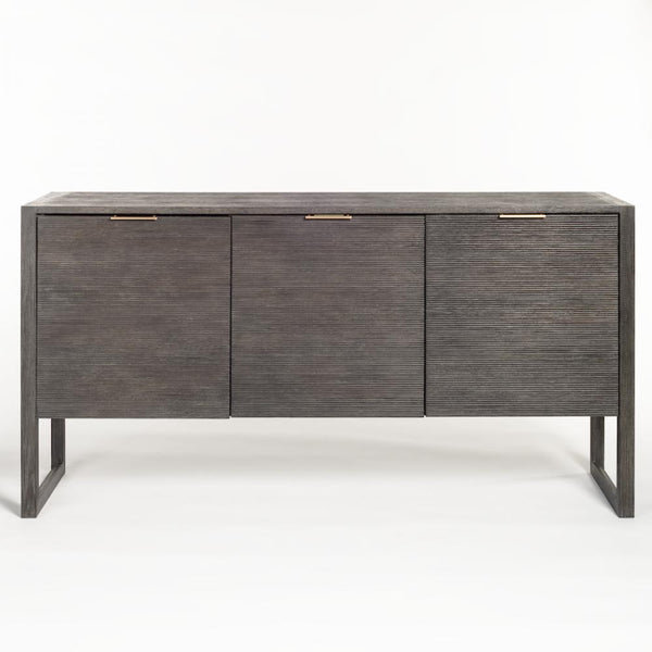 Charcoal Reeded Front Beechwood Sideboard Brushed Carbon 68 inch