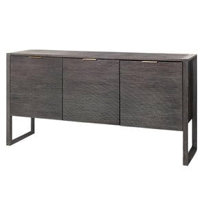 Charcoal Reeded Front Beechwood Sideboard Brushed Carbon 68 inch