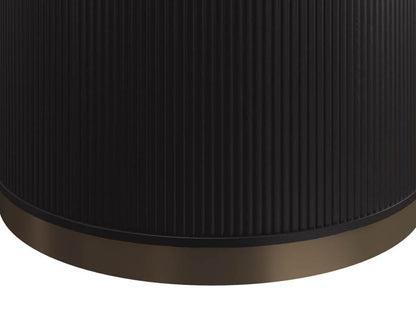 Charcoal Reeded Oak Wood Round Column Table Gold Metal Plith Base 22 inch