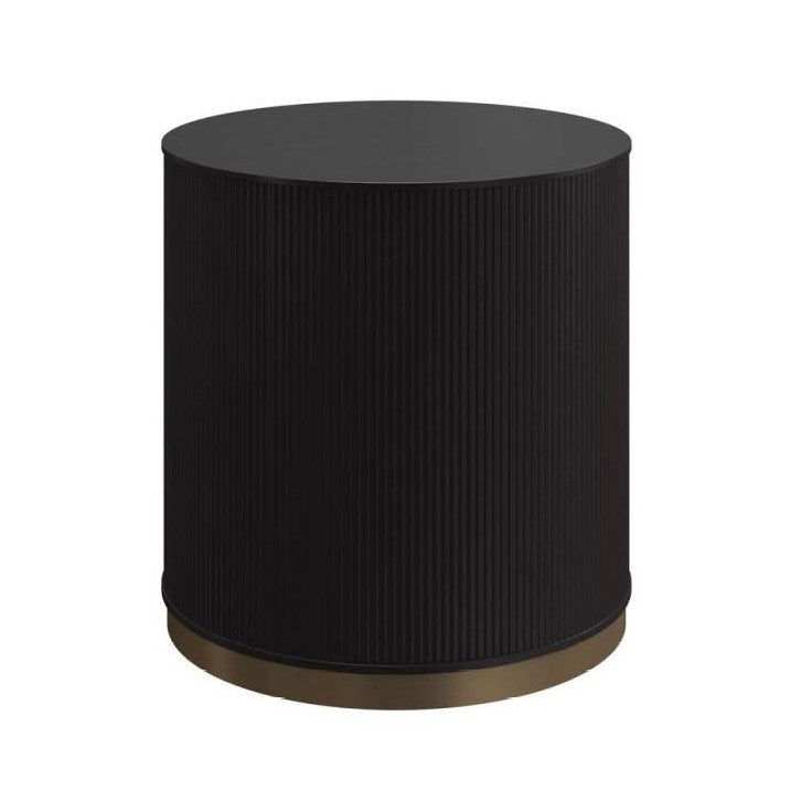 Round Reeded Column Base Charcoal Reeded Oak Wood Round Column Table Gold Metal Plith Base 22 i ...