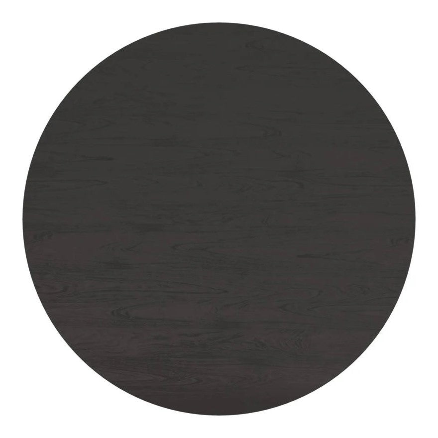 Charcoal Reeded Pedestal Brushed Gold Base Round Wood Dining Table 68 inch