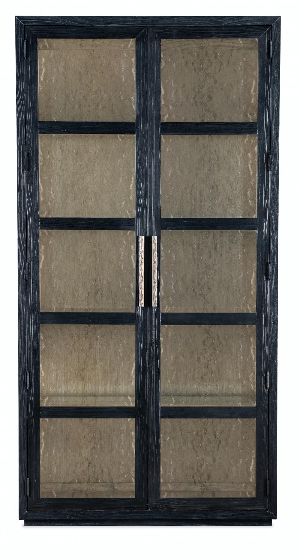 Charred Black Glass Front Display Curio Cabinet 44 x 86 inch