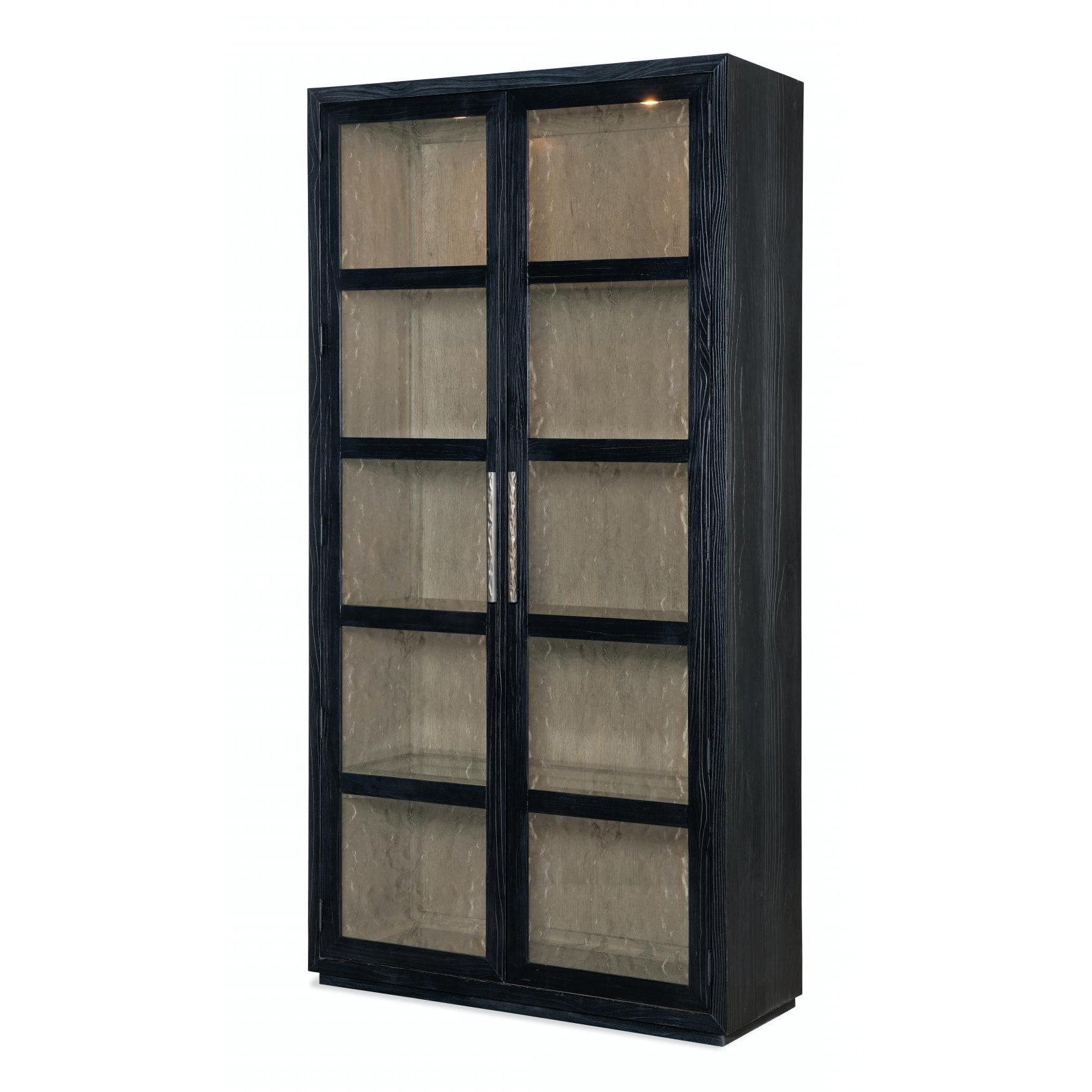 Charred Black Glass Front Display Curio Cabinet 44 x 86 inch