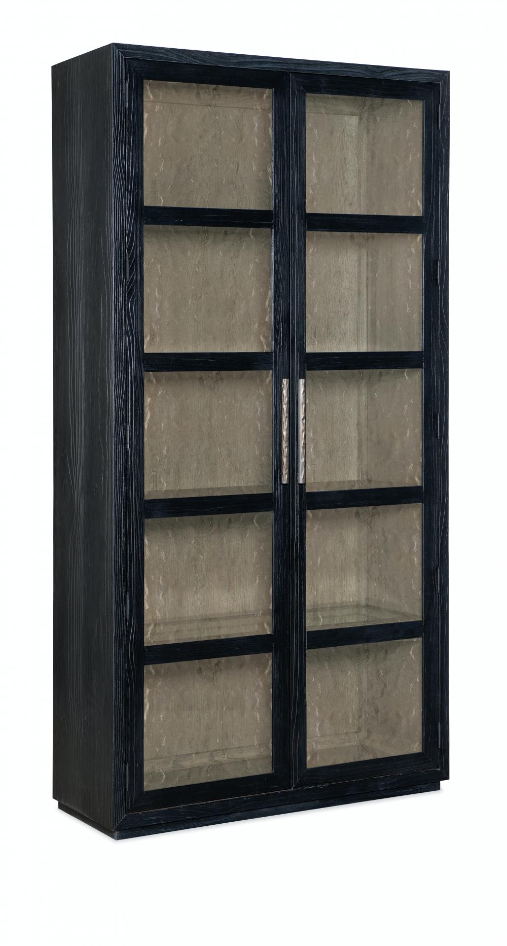 Charred Black Glass Front Display Curio Cabinet 44 x 86 inch