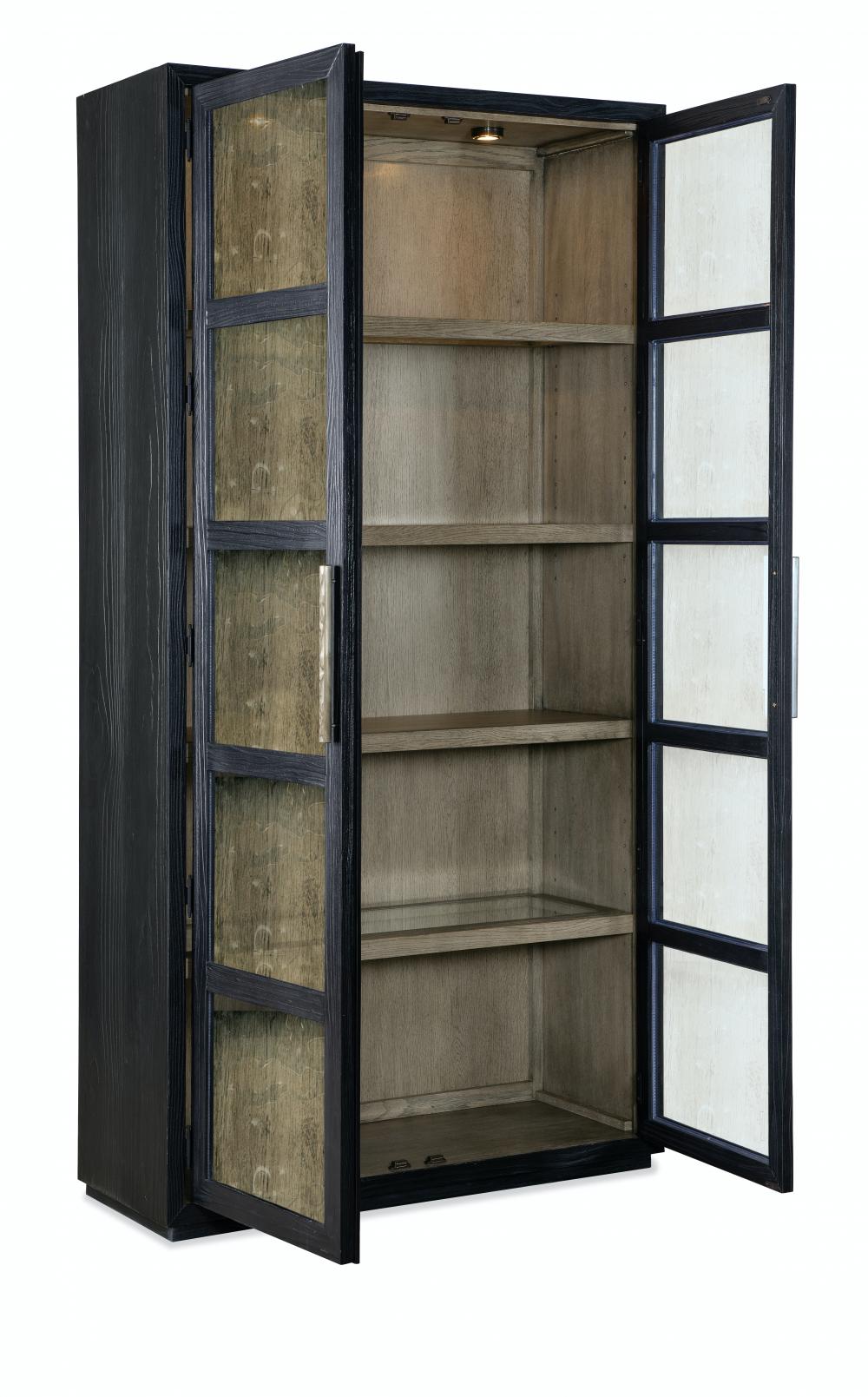 Charred Black Glass Front Display Curio Cabinet 44 x 86 inch