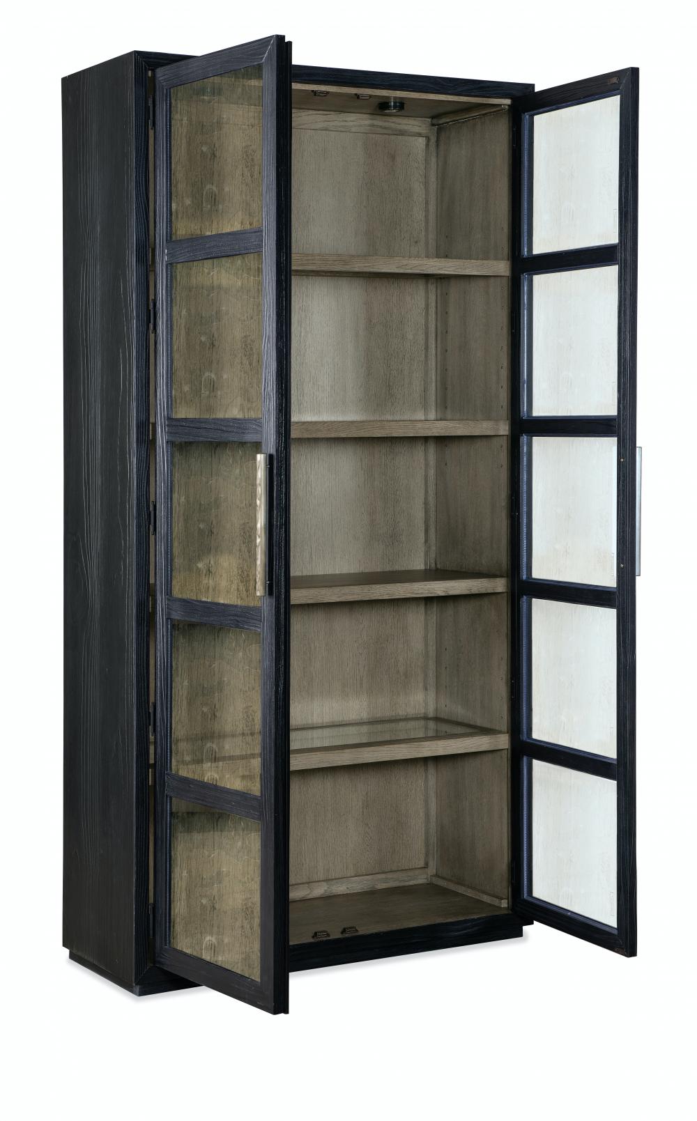 Charred Black Glass Front Display Curio Cabinet 44 x 86 inch