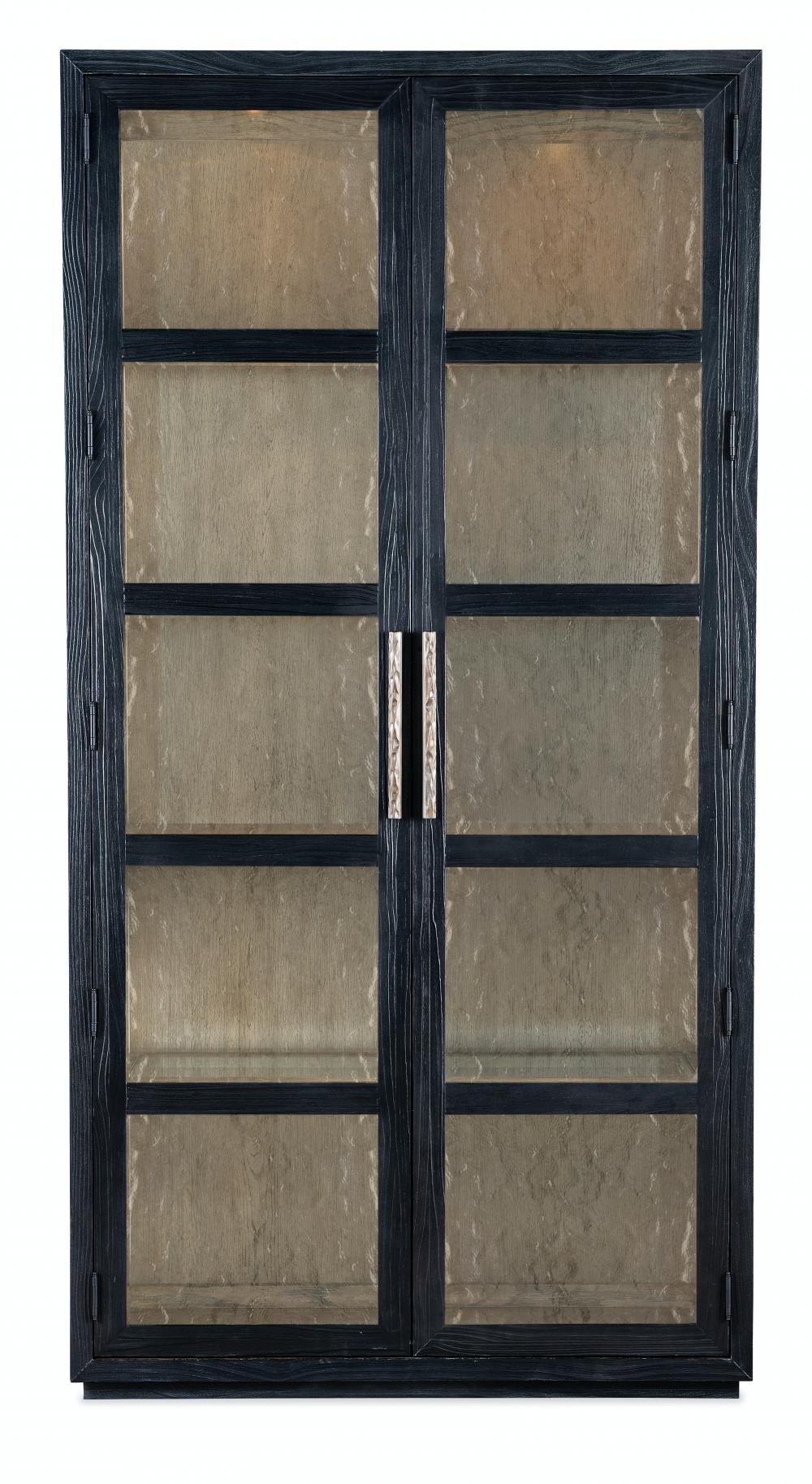 Charred Black Glass Front Display Curio Cabinet 44 x 86 inch