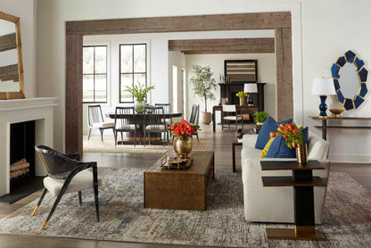 Chiseled Bronze Metal & Brushed Antique Brass Rectangle Accent Side Table 21 inch