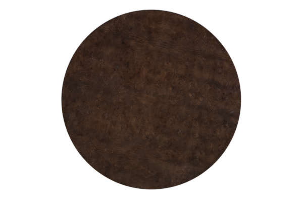 Chocolate Brown Burl Wood Low Round Coffee Table 42 inch