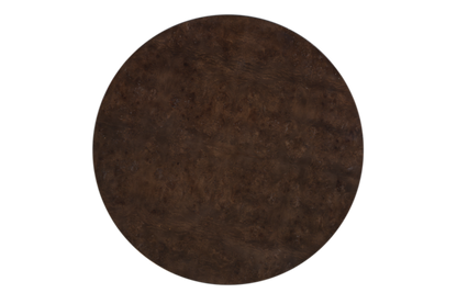 Chocolate Brown Burl Wood Low Round Coffee Table 42 inch