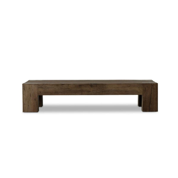 Chunky Modern Rustic Rectangle Coffee Table Oak Wood Rustic Ebony Wormwood Finish 70 inch