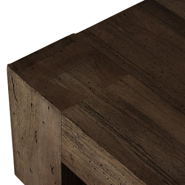 Chunky Modern Rustic Rectangle Coffee Table Oak Wood Rustic Ebony Wormwood Finish 70 inch