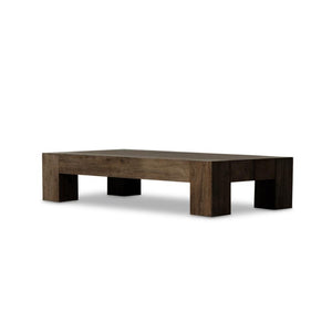 Chunky Modern Rustic Rectangle Coffee Table Oak Wood Rustic Ebony Wormwood Finish 70 inch
